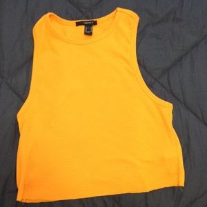 no shoulder yellow crop top
